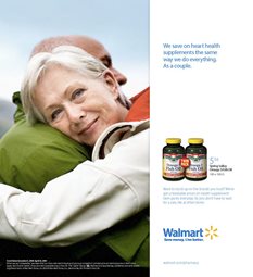 Walmart ad with older couple embracing