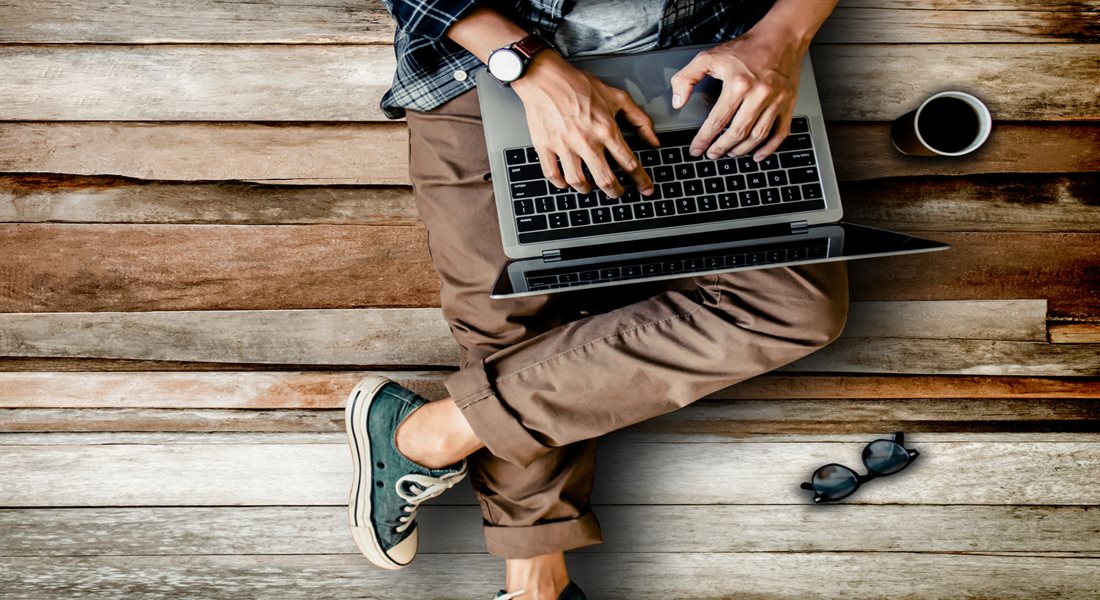 Man working from home on laptop